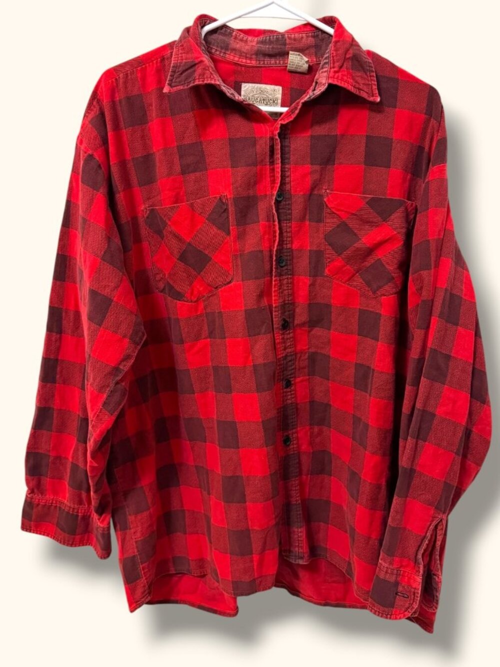 Shauctuck Flannel Shirt Mens XL Red Buffalo Plaid Button Up Long Sleeve Relaxed